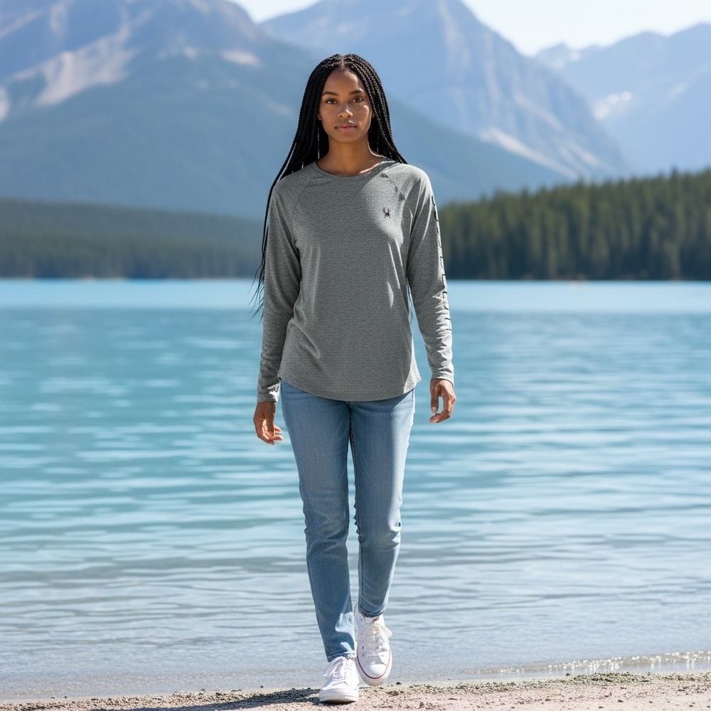 Spyder Womens Gray Heathered Long Sleeve Active Top SL2HT79 XL
